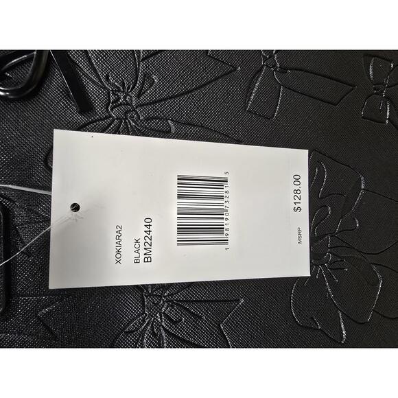 Betsey Johnson XOKIARA2 Black Embossed Bow Satchel Handbag - Picture 2 of 7